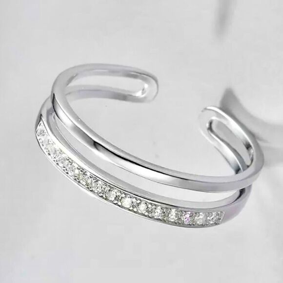 AYP Sterling 925 Silver & Zircon Adjustable. Ring - Picture 10 of 12
